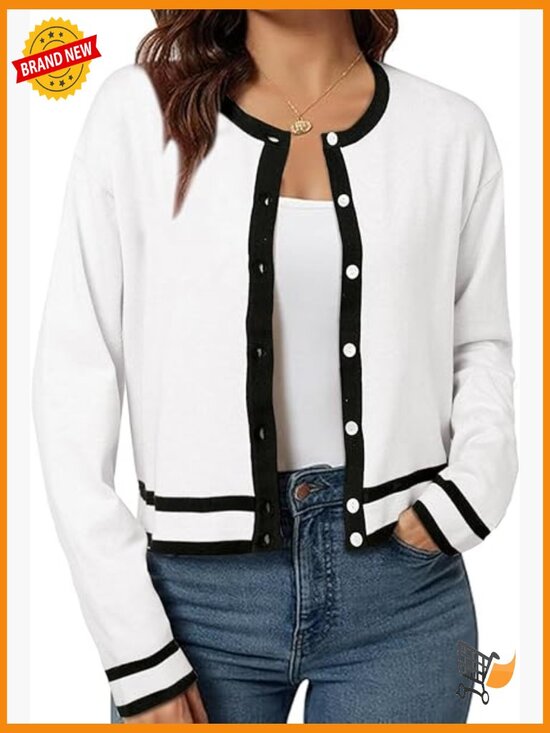 Sweaters - Cropped Cardigan Sweater Lightweight Bolero Shrug Button Down Long Sleeve